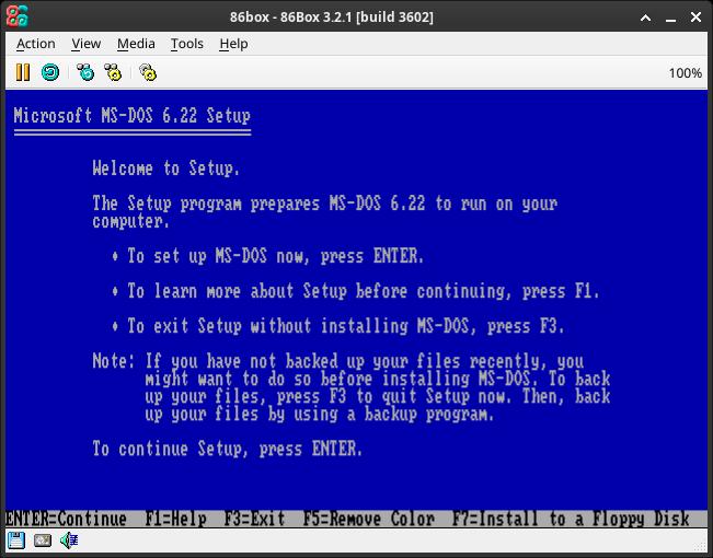 86box MD-DOS first window