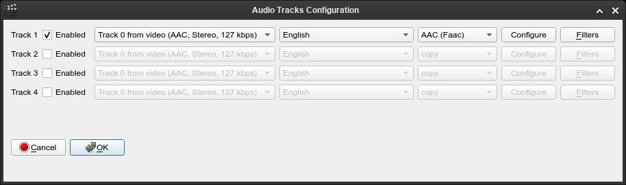 Avidemux audio track selection