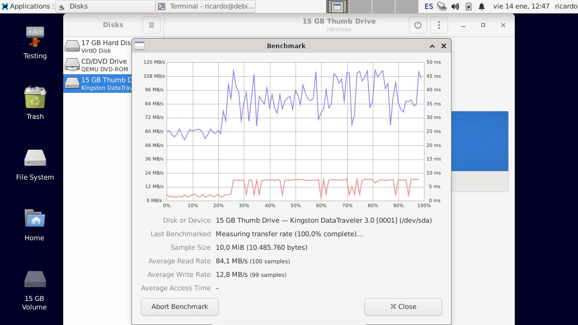 GNOME Disk Utility benchmark chart