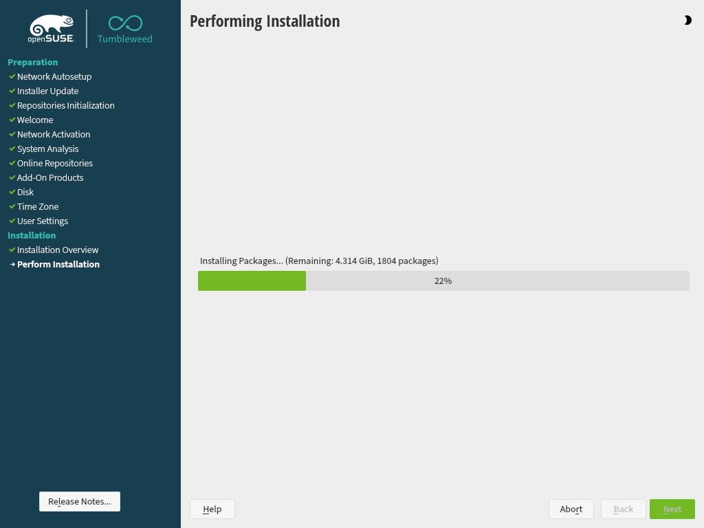 openSUSE Tumbleweed package installation