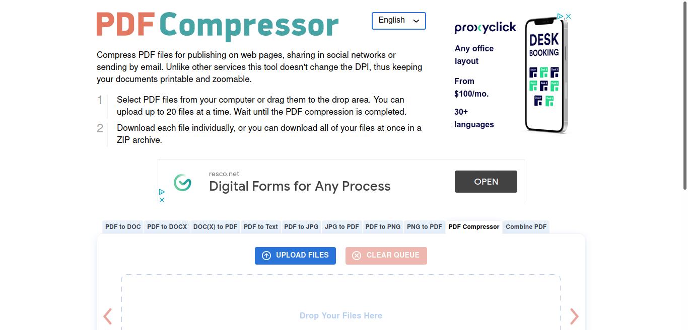 PDFCompressor window