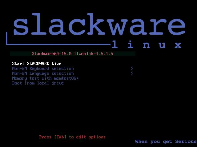 Slackware boot menu