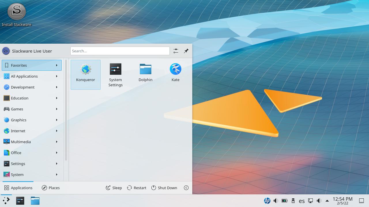 Slackware KDE menu