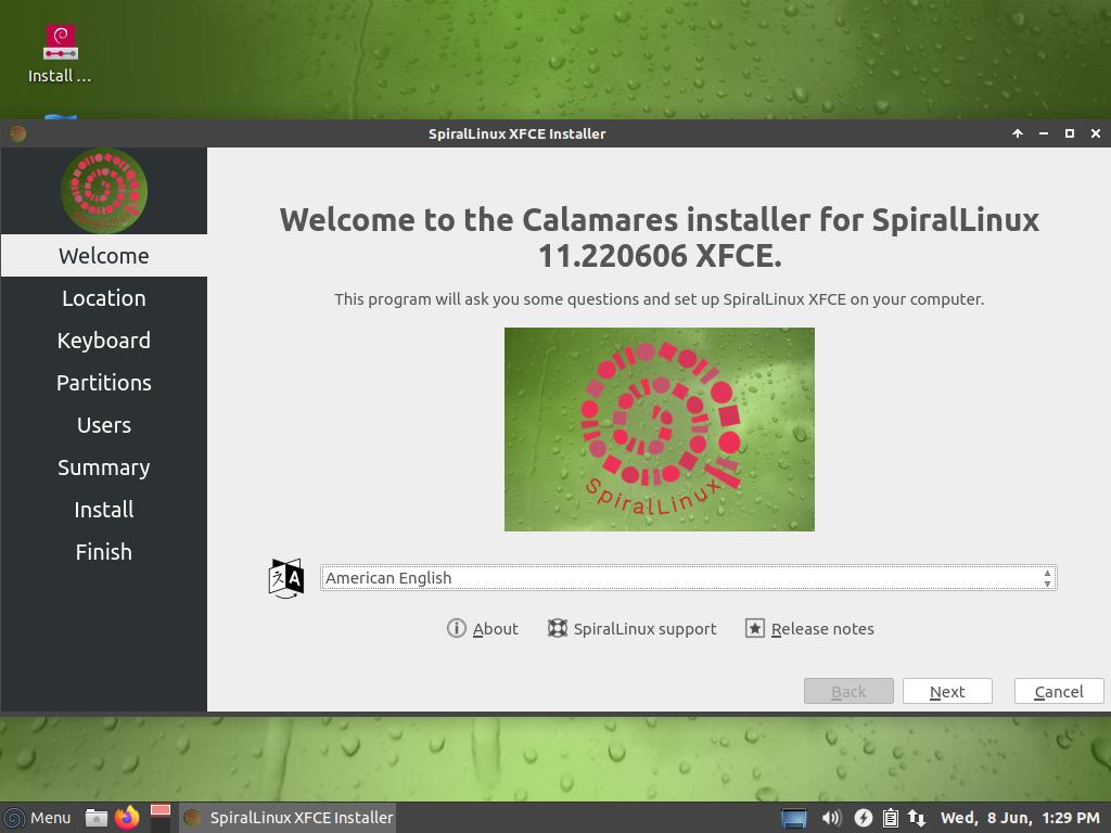 SpiralLinux installer