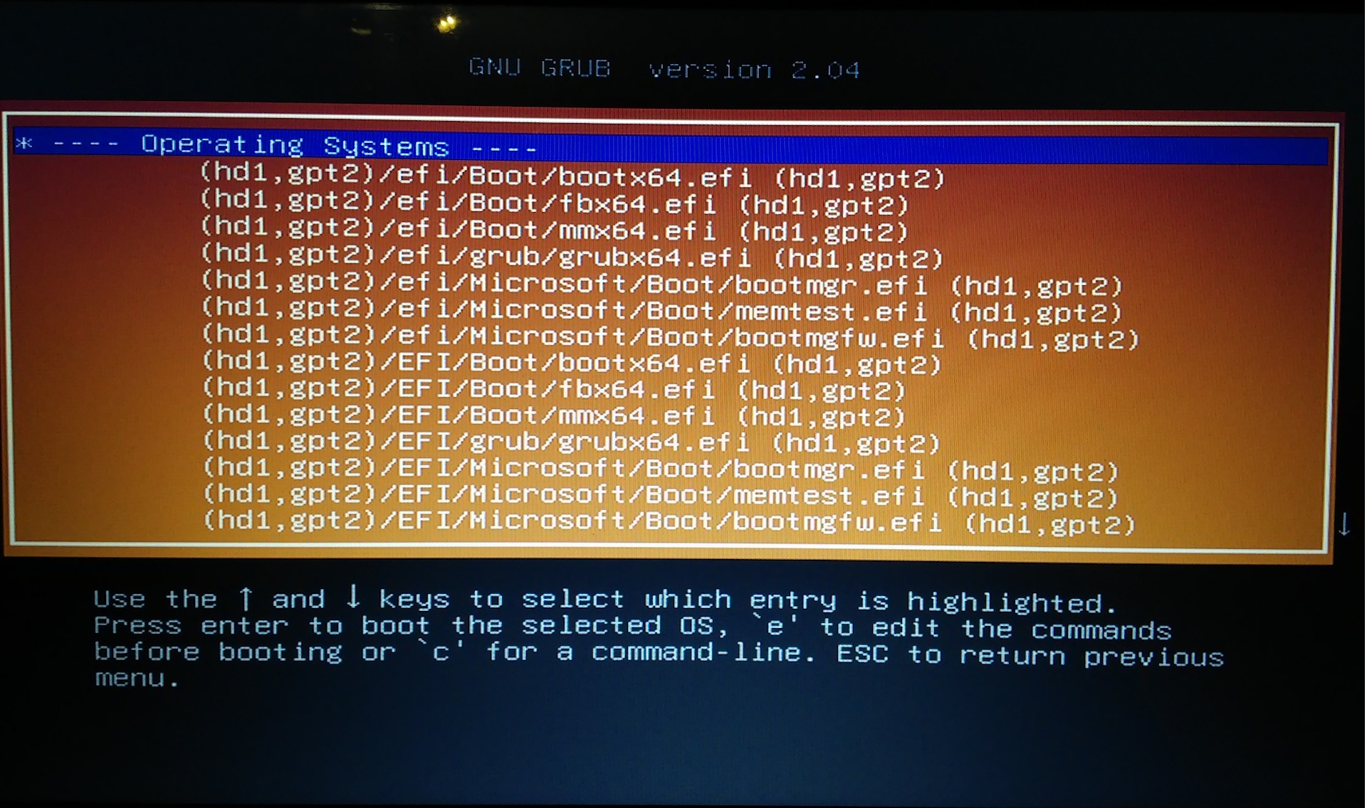 Super Grub2 Disk operating systems detected