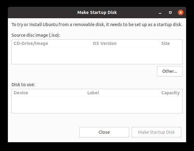 Ubuntu USB tool window